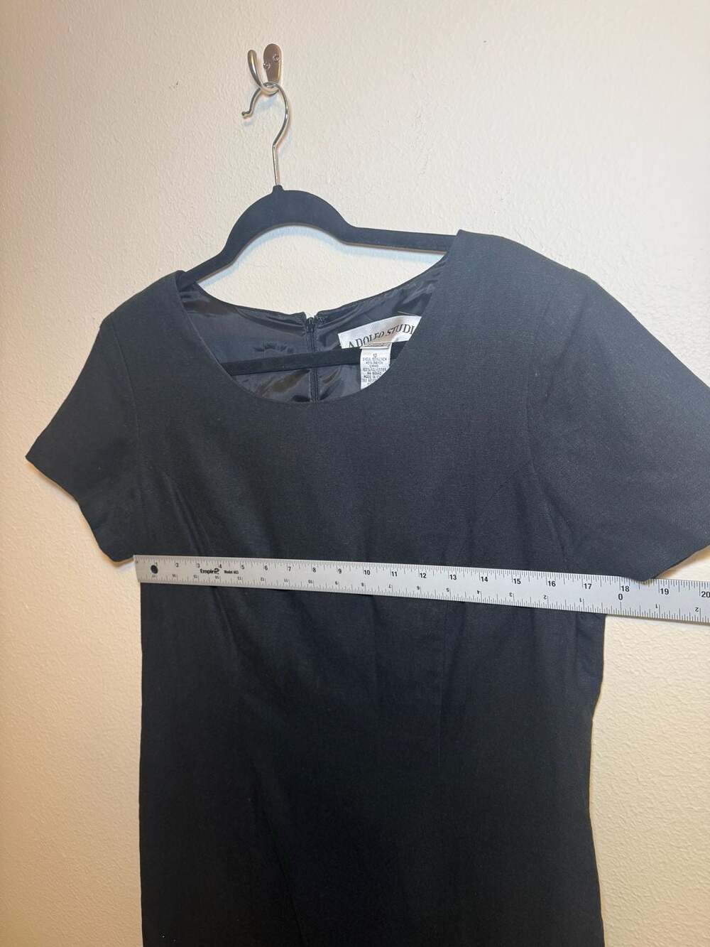 Adolfo Studio Gray Linen-Blend Short Sleeve Sheath Dress Size 10